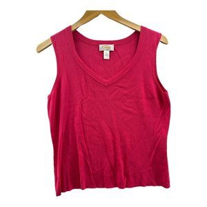 Talbots Womens Tank Top Pink Heathered V Neck Pullover L